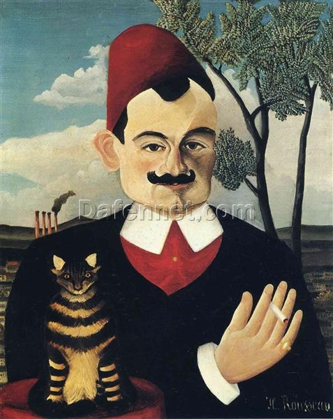 Premium Reproduction of Henri Rousseau’s “Portrait of Pierre Loti” – Timeless Naïve Art Portrait Painting