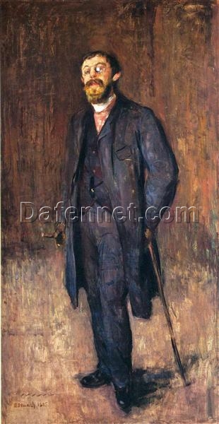 1885 Edvard Munch Oil Portrait of Jensen Hjell – Impressionist Style Painting on Canvas