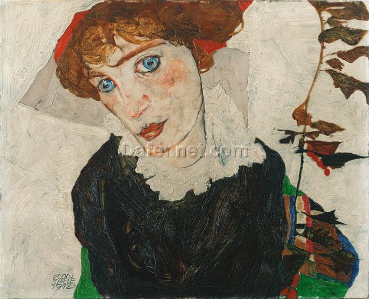 Art Nouveau Oil Portrait ‘Valerie Neuzil’ – Egon Schiele 1912 Inspired Masterpiece