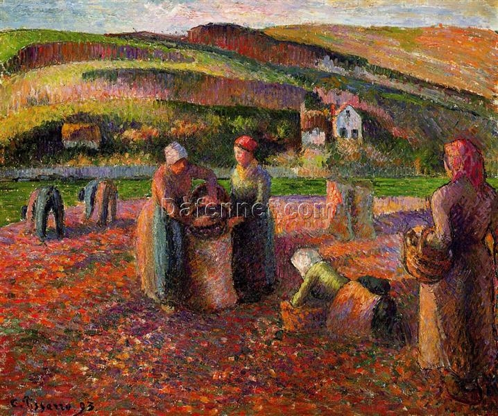 Potato Harvest” (1893) – Detailed Impressionist Artwork of Rural Life by Camille Pissarro