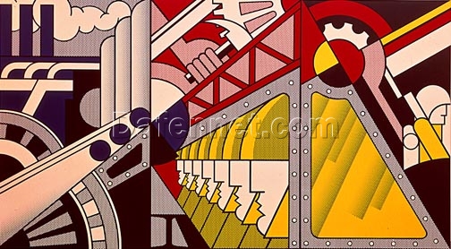 Custom Oil Painting Inspired by Roy Lichtenstein – ‘Preparedness’ (1968) – Cubist Abstract Art on Canvas