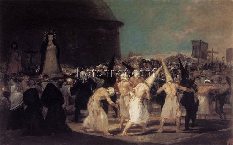 Procession of Flagellants by Francisco Goya – 1793 Romantic History Painting, Oil on Panel, Real Academia