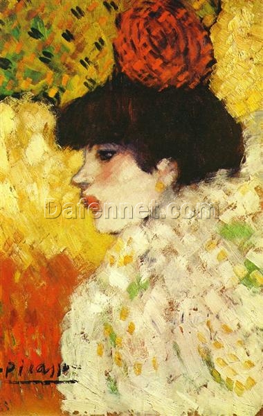 Inspired by Picasso: Profile of a Young Girl – 1901 Portrait with Red Flower from Picasso’s Early Years