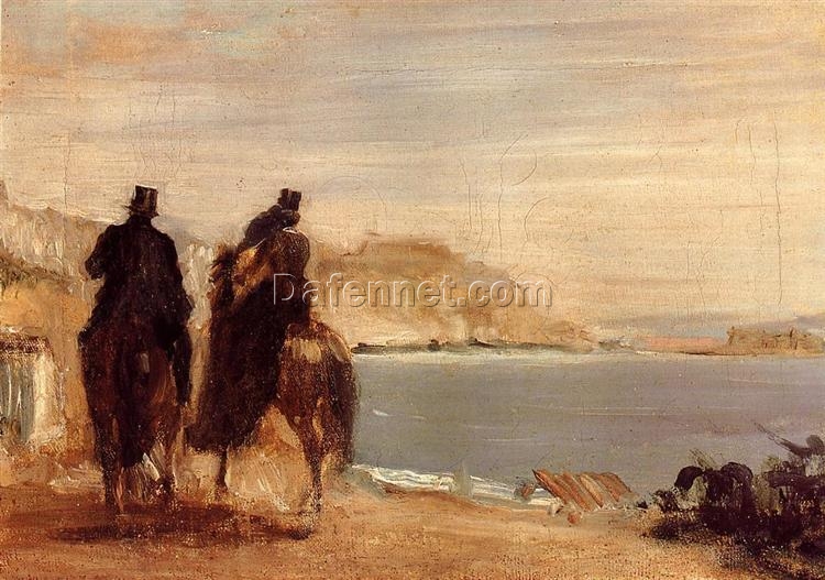 Edgar Degas ‘Promenade by the Sea’ – 1860 Impressionist Seaside Painting Reproduction