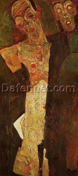 Prophets (Double Self Portrait)” by Egon Schiele – Expressionist Self-Portrait Oil Painting