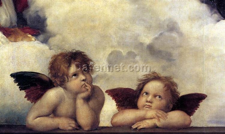 Putti Detail from The Sistine Madonna by Raphael (1513) | Oil on Canvas Renaissance Art