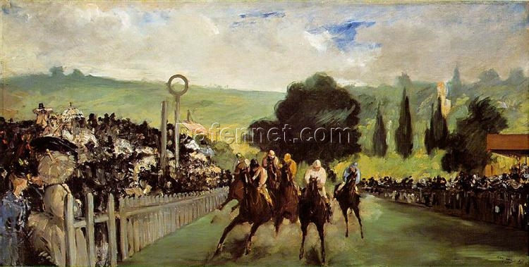 Races at Longchamp – Inspired by Edouard Manet (1867) Impressionist Oil Painting