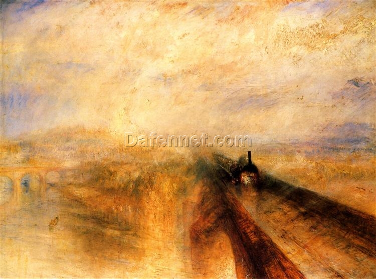 19th Century Romantic Oil Reproduction of Rain, Steam, and Speed by J.M.W. Turner – Industrial Revolution Art