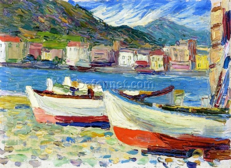 Rapallo Boats by Wassily Kandinsky – Handcrafted Oil Painting on Canvas Reproduction