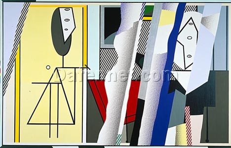 Roy Lichtenstein ‘Reflections on the Artist’s Studio’ Pop Art – Customizable Magna & Oil Canvas Painting