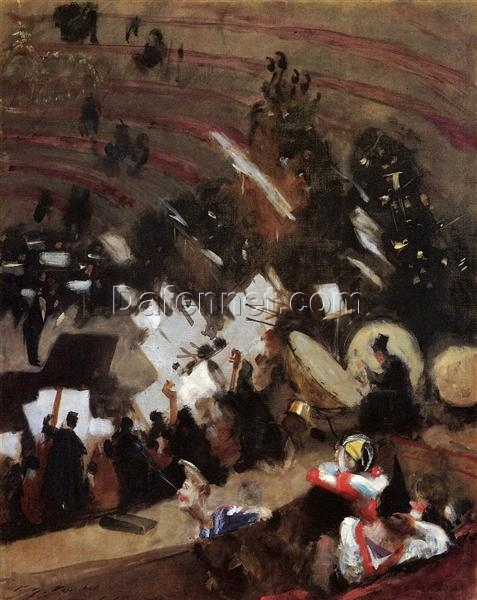 Oil Painting Inspired by John Singer Sargent’s Rehearsal of the Pas de Loup Orchestra at the Cirque d’Hiver – Impressionist Genre Art on Canvas