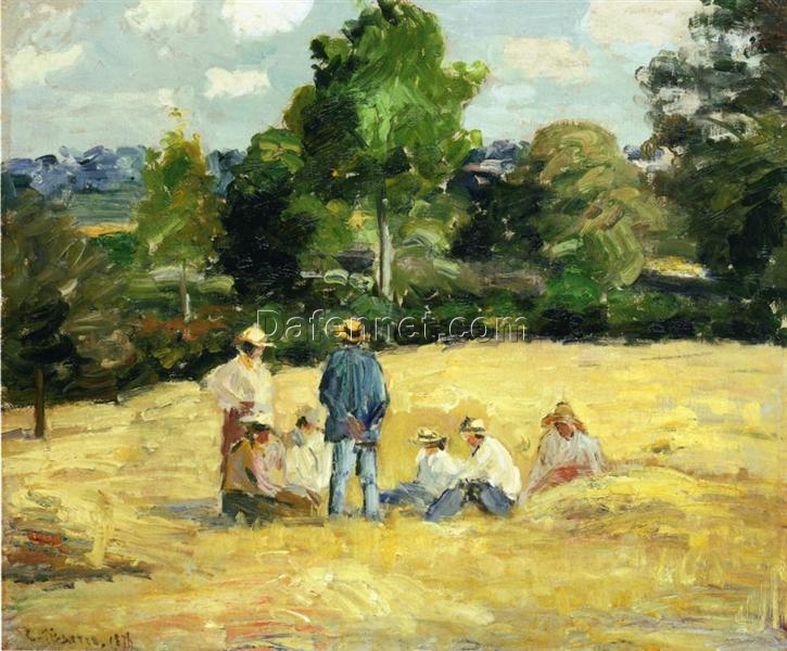 Impressionist Oil Painting: “Resting Harvesters, Montfoucault” by Camille Pissarro