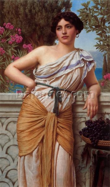 Reverie by John William Godward | 1912 Neoclassical Portrait | Oil on Canvas