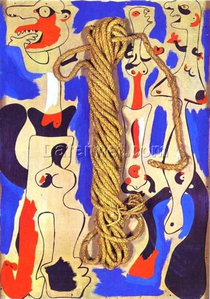 Surrealist Art: Joan Miró ‘Rope and People I’ (1935) – Figurative Oil on Cardboard