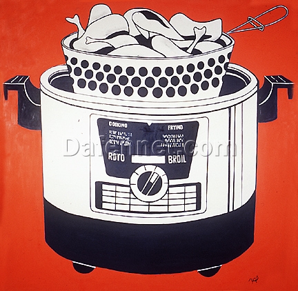 Roy Lichtenstein ‘Roto Broil’ Pop Art Oil Painting – Customizable Canvas Art for Modern Interiors