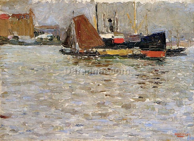 Wassily Kandinsky’s Rotterdam Sun – 1906 Expressionist Marina Painting Replica