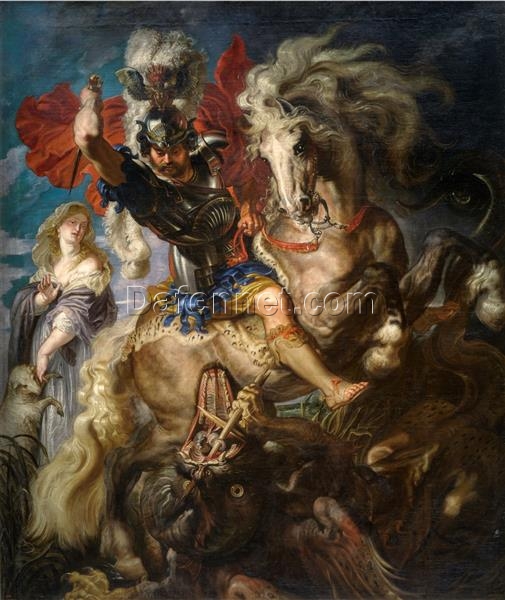 St. George and the Dragon – Peter Paul Rubens’ Heroic Baroque Oil Painting on Canvas