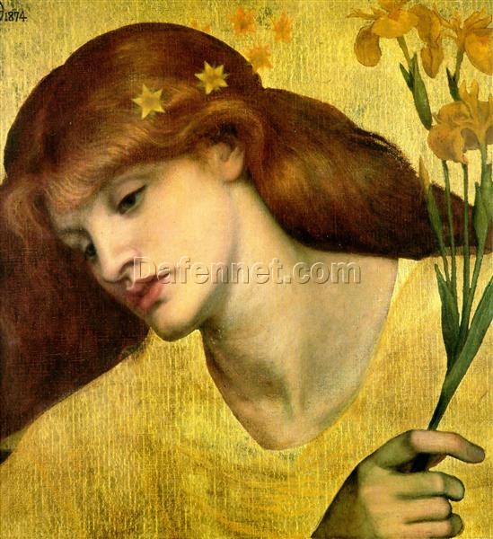 Sancta Lilias – Romanticism Oil Portrait by Dante Gabriel Rossetti, Available as a Fine Art Reproduction