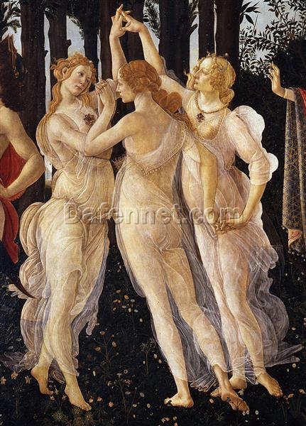 The Three Graces from Primavera by Sandro Botticelli – Renaissance Allegory in Tempera