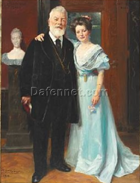 Peder Severin Kroyer – 1908 “Portrait of Dr. Phil. Brewer Carl Jacobsen with his Youngest Daughter” | Realist Portrait Reproduction