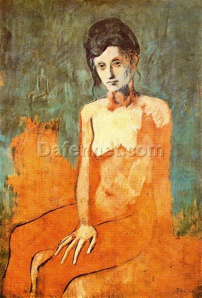 Post-Impressionist Nude Painting Inspired by Pablo Picasso – ‘Seated Female Nude’ (1905) Oil on Cardboard