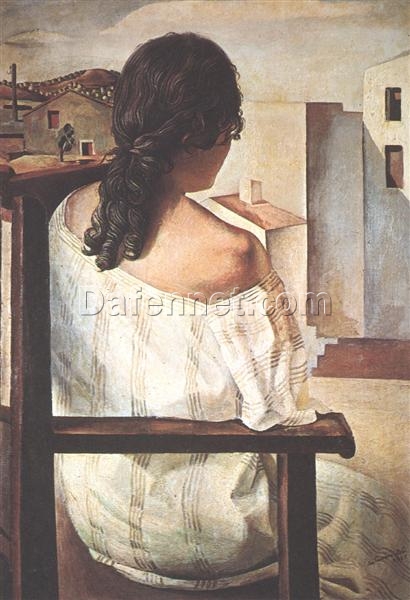 Realist-Inspired Seated Girl Seen from the Back by Salvador Dalí – Oil on Canvas, 1928