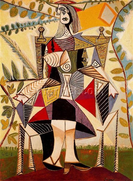 Surrealist Genre Painting Inspired by Picasso – ‘Seated Woman in Garden’ (1938) Oil on Canvas