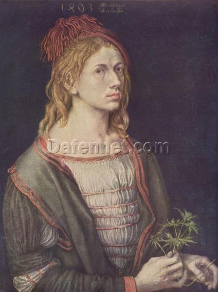 Self-Portrait by Albrecht Dürer – 1493 Northern Renaissance Oil on Parchment and Canvas