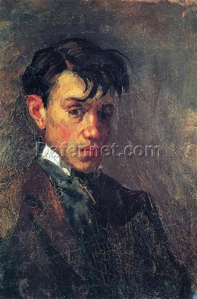 Inspired by Picasso: Self-Portrait – 1896 Early Years Realist Oil on Canvas