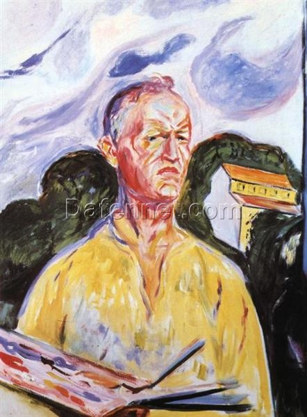 Self-Portrait at Ekely by Edvard Munch – 1926 Expressionist Self-Portrait Oil Painting