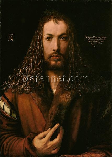 Self-Portrait at the Age of Twenty Eight by Albrecht Dürer – 1500 Northern Renaissance Oil Painting on Panel