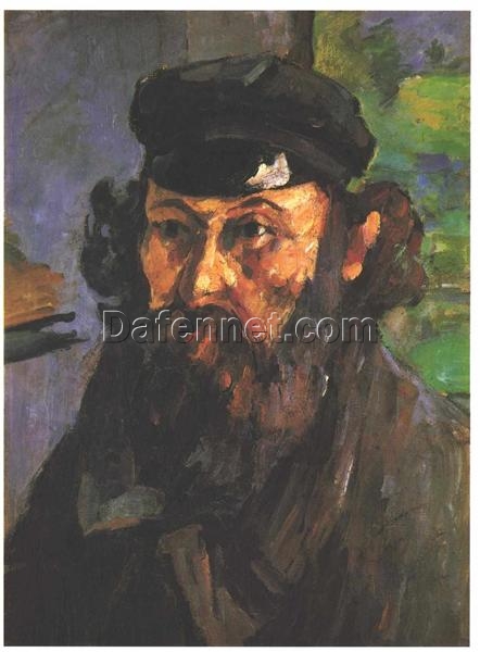 Cézanne Self-Portrait in a Casquette” – 1872 Oil Painting, Impressionism