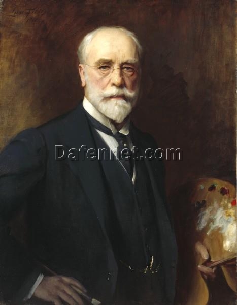 Hand-Painted Luke Fildes ‘Self-Portrait’ Oil Painting – Academic Portrait Art on Canvas from Dafen Village Studio