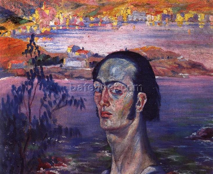 Self-Portrait with Raphaelesque Neck – Post-Impressionism Inspired by Salvador Dali, Oil on Canvas