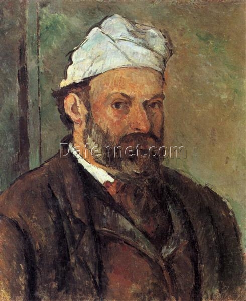 Self-Portrait with White Turban” by Paul Cézanne – 1882 Oil Painting, Post-Impressionist Masterpiece