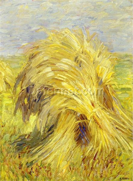 Hand-Painted Franz Marc ‘Sheaf of Grain’ Oil Painting – Post-Impressionist Landscape Art on Canvas from Dafen Village Studio