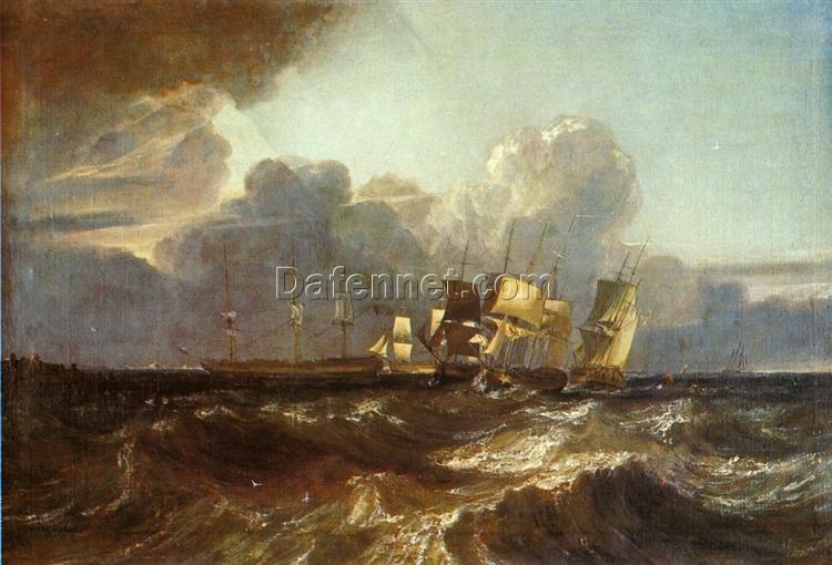 J.M.W. Turner Oil Painting – Ships Bearing up for Anchorage (The Egremont Sea Piece), 1802, Romantic Marina