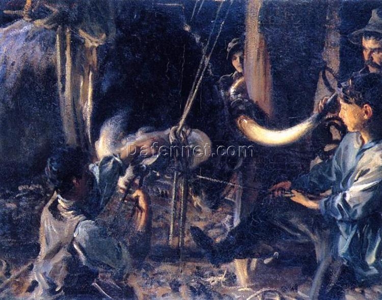 John Singer Sargent Oil Painting – Shoeing the Ox, c. 1910, Realism Genre Painting