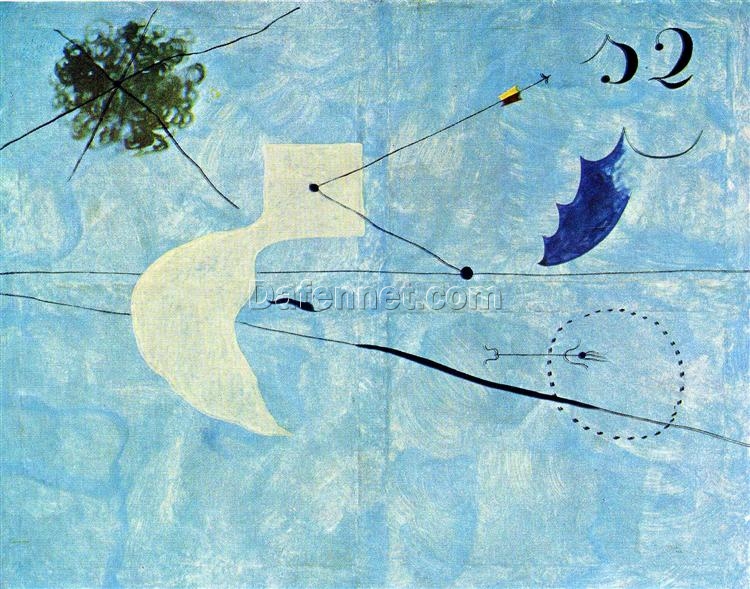 Inspired by Siesta by Joan Miró – Surrealist Abstract Oil on Canvas (113 x 144 cm)