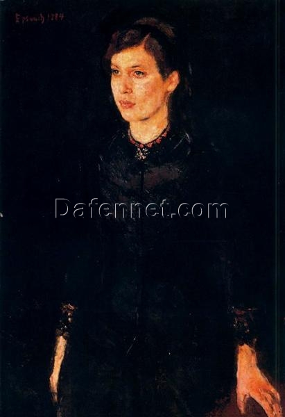 Edvard Munch’s Sister Inger – 1884 Impressionism Portrait Oil Reproduction