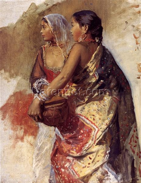 Orientalist Masterpiece – Sketch Two Nautch Girls, Edwin Lord Weeks, High-Quality Oil Painting Replica