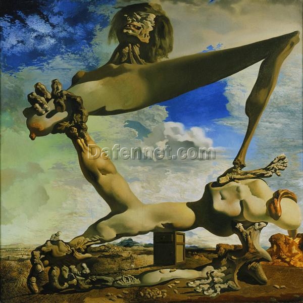 Surrealist Allegorical Painting Inspired by Salvador Dali’s “Soft Construction with Boiled Beans” – Emotional and Thought-Provoking Art