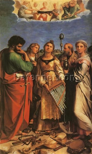 St. Cecilia with St. Paul, John Evangelist, Augustine & Mary Magdalene (c.1513-1516) | Raphael High Renaissance Religious Oil Painting