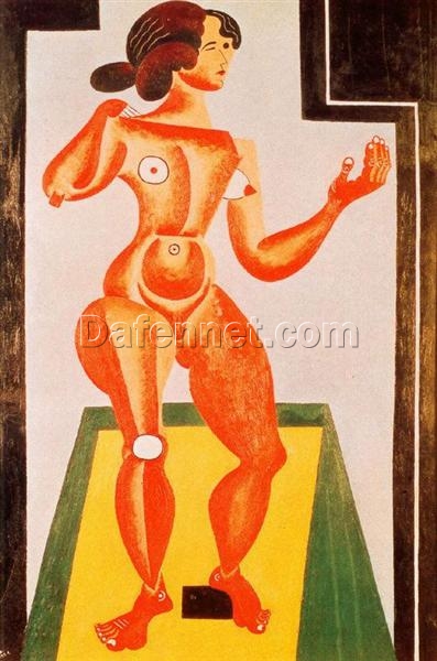 Hand-Painted Joan Miró Standing Nude – Cubist Nude Painting (1921) | Oil on Canvas Reproduction