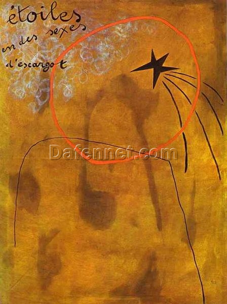 Inspired by Stars in Snails’ Sexes by Joan Miró – Abstract Surrealist Oil Painting on Canvas (130 x 97 cm)