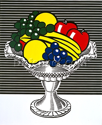 Custom Oil Painting Inspired by Roy Lichtenstein’s ‘Still Life with Crystal Bowl’ – Pop Art Still Life on Canvas