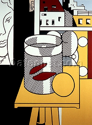 Custom Oil Painting Inspired by Roy Lichtenstein – ‘Still Life with Goldfish’ (1974) – Pop Art Canvas Reproduction