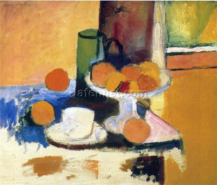 Custom Oil Painting Inspired by Henri Matisse – ‘Still Life with Oranges II’ (1899) – Expressionist Still Life on Canvas