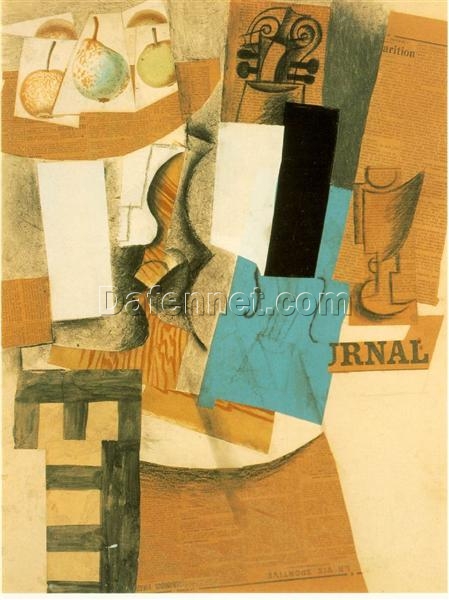 Oil Painting Inspired by Picasso’s Synthetic Cubism – ‘Still Life with Violin and Fruits’ (1912) on Cardboard and Canvas