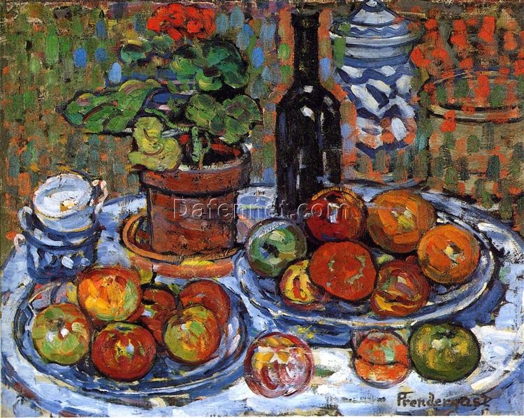 Post-Impressionist Still Life Painting by Maurice Prendergast – 1910-1913 Oil on Canvas